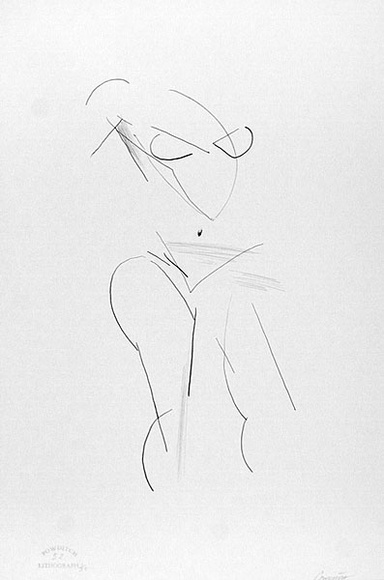 Artist: b'Powditch, Peter.' | Title: b'not titled [standing female nude]' | Date: c.1972 | Technique: b'lithograph, printed in black ink, from one plate'