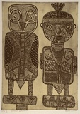 Artist: MUNGATOPI, Maryanne | Title: Jurrukukuni and Malakaninga | Date: 1999, February | Technique: etching, printed in black ink, from one plate