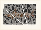 Artist: b'Robinson, Brian.' | Title: b'Lurking Baidam' | Date: 1995 | Technique: b'linocut, printed in black ink, from one block; hand-coloured'