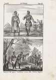 Artist: b'Antonelli, Giuseppe.' | Title: bColoni del Fiume Cigno [Colonists of the Swan River]. Indigeni del paese Vandieme vicino alla Colonia Inglese [Natives of Van Diemen's Land, near the English colony]. | Date: 1841 | Technique: b'lithograph, printed in black ink, from two stones'