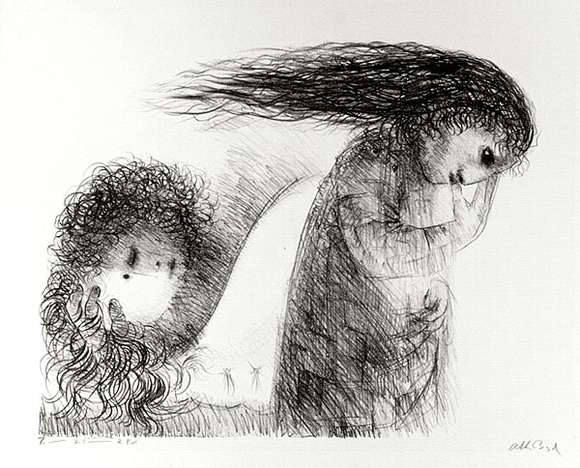 Artist: b'BOYD, Arthur' | Title: b'St Francis when young turning aside.' | Date: (1965) | Technique: b'lithograph, printed in black ink, from one plate' | Copyright: b'Reproduced with permission of Bundanon Trust'