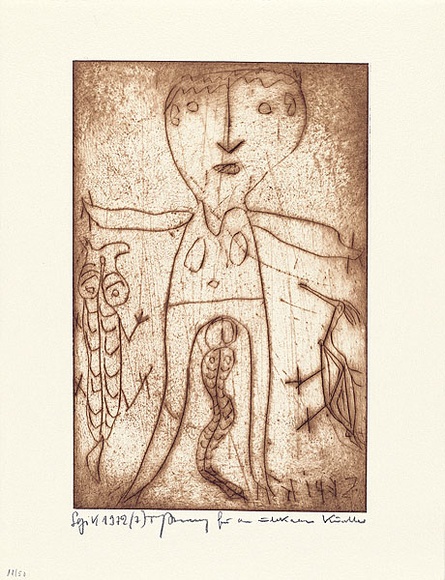 Artist: b'Unbekannter K\xc3\xbcnstler [unknown artist].' | Title: b'Die Frau und die Schlange [The woman and the snake]' | Date: 1972 | Technique: b'etching, printed in brown ink, from one plate'