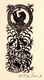 Artist: OGILVIE, Helen | Title: not titled [Coat of arms, flowers and leaves]. | Date: c.1944 | Technique: wood-engraving, printed in black ink, from one block
