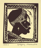 Artist: b'Alexander, Gregory.' | Title: b'Masai woman' | Date: 1995, September | Technique: b'linocut, printed in black ink, from one block'