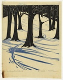 Artist: b'Thorpe, Lesbia.' | Title: b'Snow on Hampstead Heath' | Technique: b'linocut, printed in colour, from multiple blocks'