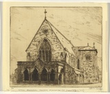 Artist: b'Carlier, Frederick.' | Title: b'Stow Memorial Church, Adelaide, S.A.' | Date: 1933 | Technique: b'etching, printed in black ink, from one plate'