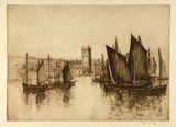 Artist: LONG, Sydney | Title: St.Ives, Cornwall | Date: (1928) | Technique: line-etching and drypoint, printed in sepia ink, from one copper plate | Copyright: Reproduced with the kind permission of the Ophthalmic Research Institute of Australia
