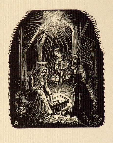 Artist: b'OGILVIE, Helen' | Title: b'Greeting card: Christmas, The Nuffield Foundation' | Technique: b'wood-engraving, printed in black ink, from one block'