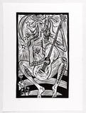 Artist: Dellal, Zerin. | Title: The musician. | Date: 1988 | Technique: linocut, printed in black ink, from one block