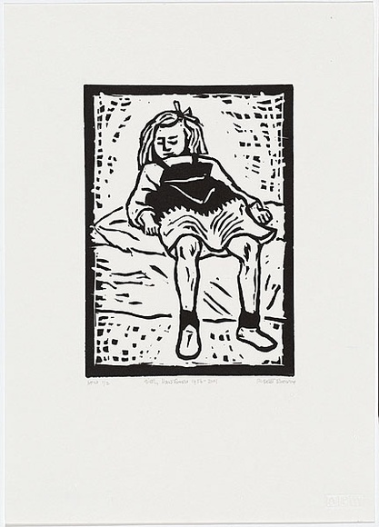 Artist: b'Rooney, Robert.' | Title: b'Girl, Hawthorn 1956 - 2001' | Date: 1956 | Technique: b'linocut, printed in black ink, from one block' | Copyright: b'Courtesy of Tolarno Galleries'