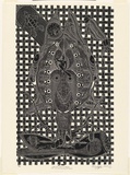 Artist: NONA, Laurie | Title: Waru Pau Wakai Au Biberr [the strength of the voice of the drum] | Date: 2000 | Technique: linocut, printed in black ink, from one block