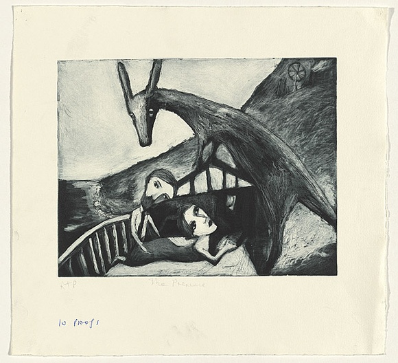 Artist: b'Shead, Garry.' | Title: b'The presence' | Date: 1994 | Technique: b'etching and aquatint, printed in blue-black ink, from one plate' | Copyright: b'\xc2\xa9 Garry Shead'