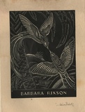 Artist: b'FEINT, Adrian' | Title: b'Bookplate: Barbara Rixson.' | Date: 1931 | Technique: b'wood-engraving, printed in black ink, from one block' | Copyright: b'Courtesy the Estate of Adrian Feint'