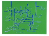 Artist: b'COLEING, Tony' | Title: bDrawing for 'to do with blue' sculpture II (2). | Date: 1975 | Technique: b'screenprint, printed in colour, from multiple stencils'