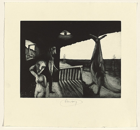 Artist: Shead, Garry. | Title: Envoy | Date: 1994 | Technique: etching and aquatint, printed in black ink, from one plate | Copyright: © Garry Shead