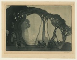 Artist: b'LONG, Sydney' | Title: b'Fantasy' | Date: 1919 | Technique: b'aquatint and drypoint, printed in green ink with plate-tone, from one copper plate' | Copyright: b'Reproduced with the kind permission of the Ophthalmic Research Institute of Australia'