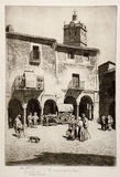 Artist: LINDSAY, Lionel | Title: In Zafra Market, Spain | Date: 1929 | Technique: etching, printed in brown ink with plate-tone, from one plate | Copyright: Courtesy of the National Library of Australia