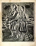 Artist: b'Armstrong, Ian.' | Title: b'Two figures.' | Date: 1958 | Technique: b'relief-etching, printed in black ink, from one plate'