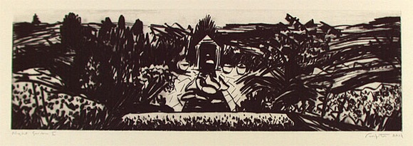 Artist: b'Fumpston, Rodney.' | Title: b'Night garden I' | Date: 1993, September - October | Technique: b'drypoint, printed in black ink, from one plate'