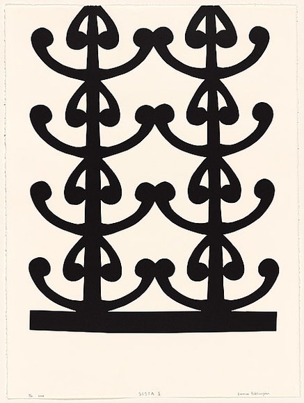 Artist: b'HUTCHINSON, Lonnie' | Title: b'Sista 1' | Date: 2004 | Technique: b'woodcut, printed in black ink, from one block'