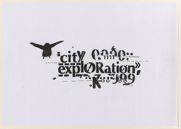 Artist: b'CIVIL,' | Title: b'Not titled (city exploration).' | Date: 2003 | Technique: b'stencil, printed in black ink, from one stencil'
