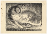 Artist: b'BOYD, Arthur' | Title: b'St Clare attending to St Francis.' | Date: (1965) | Technique: b'lithograph, printed in balck ink, from one plate' | Copyright: b'Reproduced with permission of Bundanon Trust'