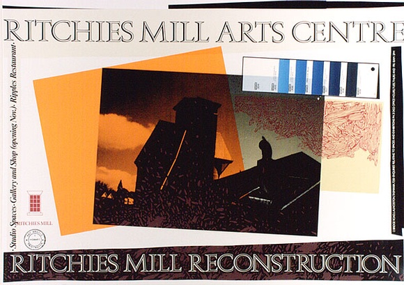 Artist: ARNOLD, Raymond | Title: Ritchies Mill Arts Centre, Ritchies Mill Reconstruction, Launceston. | Date: 1987 | Technique: screenprint, printed in colour, from nine stencils