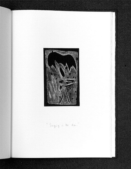 Artist: b'Gurvich, Rafael.' | Title: b'Singing in the rain [leaf 11: recto].' | Date: 1979, April | Technique: b'etching, printed in black ink, from one plate' | Copyright: b'\xc2\xa9 Rafael Gurvich'