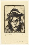 Artist: WALKER, Murray | Title: Chris and her old hat | Date: 1965 | Technique: drypoint, printed in black ink, from one plate