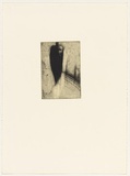 Artist: Lohse, Kate. | Title: not titled (cloaked figue) | Date: 1988, June | Technique: etching and drypoint, printed in black ink with plate-tone, from one plate