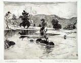 Artist: b'FULLWOOD, A.H.' | Title: b'Crossing MacDonald River.' | Date: 1922 | Technique: b'etching, printed in black ink, from one plate'