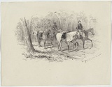 Artist: GILL, S.T. | Title: Mt Alexander gold escort en-route to Melbourne. | Date: 1852 | Technique: lithograph, printed in black ink, from one stone