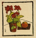 Artist: b'Kohlhagen, Lisette.' | Title: b'The Cyclamen.' | Date: c.1938 | Technique: b'woodcut, printed in colour, from multiple blocks' | Copyright: b'\xc2\xa9 Lisette Kohlhagen. Licensed by VISCOPY, Australia'