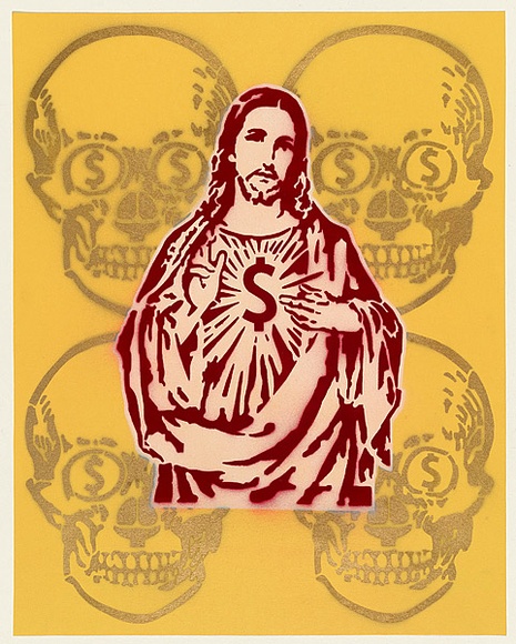 Artist: PSALM, | Title: Untitled [Jesus with skulls]. | Date: 2004 | Technique: stencil, printed in colour, from multiple stencils