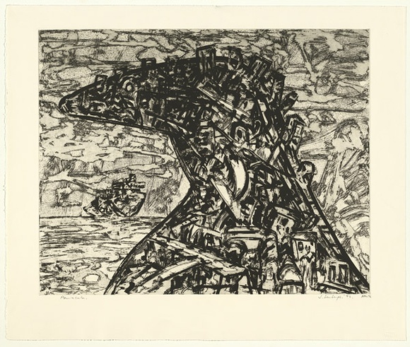 Artist: b'Senbergs, Jan.' | Title: b'Peninsular' | Date: 1992 | Technique: b'lithograph, printed in black ink, from one stone' | Copyright: b'\xc2\xa9 Jan Senbergs'