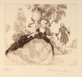 Artist: FEINT, Adrian | Title: Rendezvous. | Date: 1923 | Technique: etching, printed in black ink, from one plate | Copyright: Courtesy the Estate of Adrian Feint