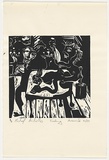 Artist: b'Nicholls, Mike.' | Title: b'Fooling around' | Date: 1987 | Technique: b'linocut, printed in black ink, from one block'