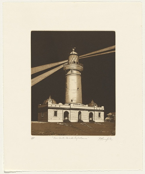 Artist: b'GRIFFITH, Pamela' | Title: b'New South Head Light House' | Date: 1982 | Technique: b'hardground-etching, aquatint and burnishing, printed in black ink, from one zinc plate' | Copyright: b'\xc2\xa9 Pamela Griffith'