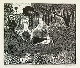 Artist: Allen, Joyce. | Title: Mr Rousseau and Co. | Date: 1987 | Technique: linocut, printed in black ink, from one block
