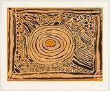 Title: Waterholes | Date: November 2009 | Technique: relief print, printed in colour using a reduction technique, from one lino block and two medium density fibre (MDF) boards