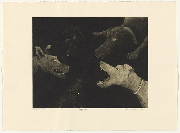 Artist: b'Williams, Deborah.' | Title: b'Dogfight' | Date: 1993 | Technique: b'etching and aquatint, printed in black ink with plate-tone, from one plate'