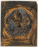 Artist: Rees, Ann Gillmore. | Title: Vignette (women's head) | Date: c.1942 | Technique: engraved woodblock