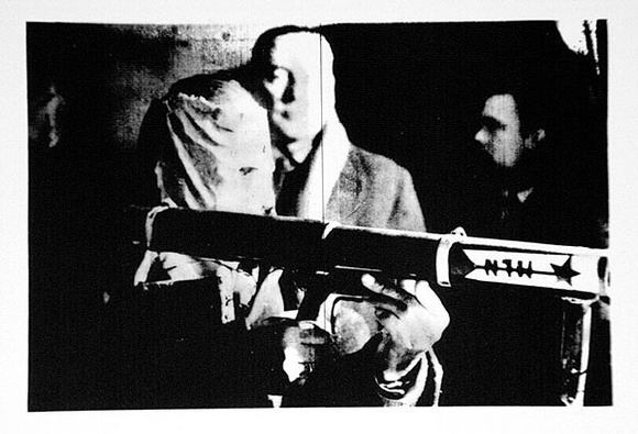 Artist: b'Fusinato, Luigi.' | Title: b'not titled [Man with bazooka].' | Date: 1975 | Technique: b'photo-lithograph'