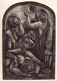 Artist: b'Harding, Richard.' | Title: b'Out cast' | Date: 1988 | Technique: b'etching and aquatint, printed in black ink, from one plate'