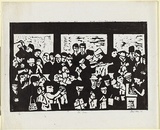 Artist: Allen, Joyce. | Title: The sale. | Date: 1964 | Technique: linocut, printed in black ink, from one block