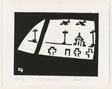 Artist: b'Giannini, Robert' | Title: b'20th century saga' | Date: 1999, 28 September | Technique: b'linocut, printed in black ink, from one block'