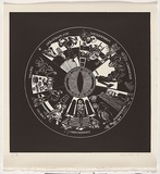 Artist: b'White, Susan Dorothea.' | Title: b'The seven deadly sins of modern times' | Date: 1993 | Technique: b'woodblock, printed in black ink, from one block'