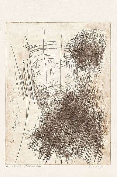 Artist: b'MEYER, Bill' | Title: bWind and rain (Ruach V'Geshem) | Date: 1988 | Technique: b'etching, printed in burnt umber with plate-tone, from one zinc plate' | Copyright: b'\xc2\xa9 Bill Meyer'