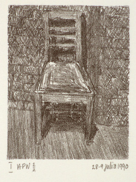 Artist: b'Harman, Julia.' | Title: b'not titled [chair]' | Date: 1990 | Technique: b'lithograph, printed in black ink, from one stone' | Copyright: b'\xc2\xa9 Julia Harman'