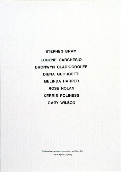 Artist: b'VARIOUS ARTISTS' | Title: b'Artist name page.' | Date: (1992) | Technique: b'screenprint, printed in black ink, from one stencil'